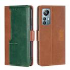 For Blackview A85 Contrast Color Side Buckle Leather Phone Case(Light Brown + Green) - 1