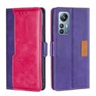 For Blackview A85 Contrast Color Side Buckle Leather Phone Case(Purple + Rose Red) - 1
