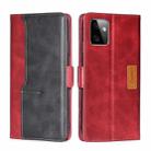 For Motorola Moto G Power 2023 Contrast Color Side Buckle Leather Phone Case(Red + Black) - 1