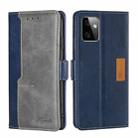 For Motorola Moto G Power 2023 Contrast Color Side Buckle Leather Phone Case(Blue + Grey) - 1