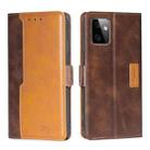 For Motorola Moto G Power 2023 Contrast Color Side Buckle Leather Phone Case(Dark Brown + Gold) - 1