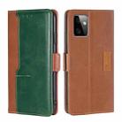 For Motorola Moto G Power 2023 Contrast Color Side Buckle Leather Phone Case(Light Brown + Green) - 1