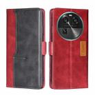 For OPPO Find X6 5G Contrast Color Side Buckle Leather Phone Case(Red + Black) - 1