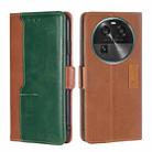 For OPPO Find X6 5G Contrast Color Side Buckle Leather Phone Case(Light Brown + Green) - 1