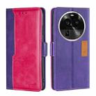 For OPPO Find X6 Pro 5G Contrast Color Side Buckle Leather Phone Case(Purple + Rose Red) - 1