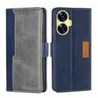 For Realme C55 Contrast Color Side Buckle Leather Phone Case(Blue + Grey) - 1