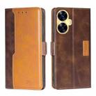 For Realme C55 Contrast Color Side Buckle Leather Phone Case(Dark Brown + Gold) - 1