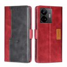 For Realme GT Neo5 Contrast Color Side Buckle Leather Phone Case(Red + Black) - 1