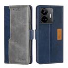 For Realme GT Neo5 Contrast Color Side Buckle Leather Phone Case(Blue + Grey) - 1