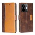 For Realme GT Neo5 Contrast Color Side Buckle Leather Phone Case(Dark Brown + Gold) - 1