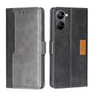 For Realme V30 5G / V30T Contrast Color Side Buckle Leather Phone Case(Black + Grey) - 1