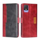 For TCL 403 Contrast Color Side Buckle Leather Phone Case(Red + Black) - 1