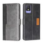 For TCL 403 Contrast Color Side Buckle Leather Phone Case(Black + Grey) - 1