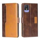 For TCL 403 Contrast Color Side Buckle Leather Phone Case(Dark Brown + Gold) - 1