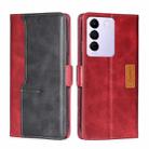 For vivo S16e Contrast Color Side Buckle Leather Phone Case(Red + Black) - 1