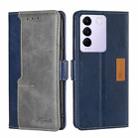 For vivo S16e Contrast Color Side Buckle Leather Phone Case(Blue + Grey) - 1