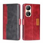 For vivo Y100 5G Contrast Color Side Buckle Leather Phone Case(Red + Black) - 1