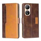 For vivo Y100 5G Contrast Color Side Buckle Leather Phone Case(Dark Brown + Gold) - 1