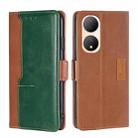 For vivo Y100 5G Contrast Color Side Buckle Leather Phone Case(Light Brown + Green) - 1