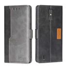 For ZTE Blade A32 Contrast Color Side Buckle Leather Phone Case(Black + Grey) - 1
