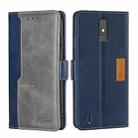 For ZTE Blade A32 Contrast Color Side Buckle Leather Phone Case(Blue + Grey) - 1