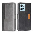 For Xiaomi Redmi Note 12 4G Global Contrast Color Side Buckle Leather Phone Case(Black + Grey) - 1