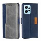 For Xiaomi Redmi Note 12 4G Global Contrast Color Side Buckle Leather Phone Case(Blue + Grey) - 1