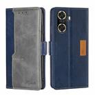 For Huawei Enjoy 60 Contrast Color Side Buckle Leather Phone Case(Blue + Grey) - 1