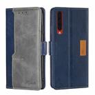 For Rakuten Big Contrast Color Side Buckle Leather Phone Case(Blue + Grey) - 1