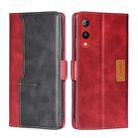 For Rakuten Hand 4G Contrast Color Side Buckle Leather Phone Case(Red + Black) - 1