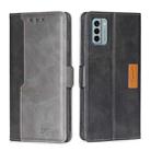 For Nokia G22 Contrast Color Side Buckle Leather Phone Case(Black + Grey) - 1