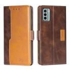 For Nokia G22 Contrast Color Side Buckle Leather Phone Case(Dark Brown + Gold) - 1