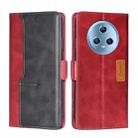For Honor Magic5 Contrast Color Side Buckle Leather Phone Case(Red + Black) - 1