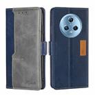 For Honor Magic5 Contrast Color Side Buckle Leather Phone Case(Blue + Grey) - 1