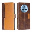 For Honor Magic5 Contrast Color Side Buckle Leather Phone Case(Dark Brown + Gold) - 1