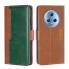 For Honor Magic5 Contrast Color Side Buckle Leather Phone Case(Light Brown + Green) - 1