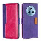 For Honor Magic5 Contrast Color Side Buckle Leather Phone Case(Purple + Rose Red) - 1