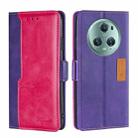 For Honor Magic5 Pro Contrast Color Side Buckle Leather Phone Case(Purple + Rose Red) - 1