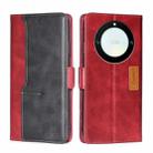For Honor X40 Contrast Color Side Buckle Leather Phone Case(Red + Black) - 1