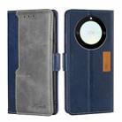 For Honor X40 Contrast Color Side Buckle Leather Phone Case(Blue + Grey) - 1