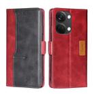 For OnePlus Ace 2V 5G Contrast Color Side Buckle Leather Phone Case(Red + Black) - 1
