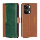 For OnePlus Ace 2V 5G Contrast Color Side Buckle Leather Phone Case(Light Brown + Green) - 1