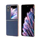For OPPO Find N2 Flip Genuine Leather Luolai Series Nano Plating Phone Case(Dark Blue) - 1