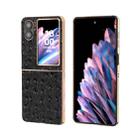 For OPPO Find N2 Flip Genuine Leather Ostrich Texture Nano Plating Phone Case(Black) - 1
