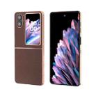 For OPPO Find N2 Flip Genuine Leather Xiaoya Series Nano Plating Phone Case(Coffee) - 1