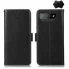 For Asus ROG Phone 7 Crazy Horse Top Layer Cowhide Leather Phone Case(Black) - 1