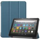 For Kindle Fire HD 8 (2020) Custer Pattern Pure Color Horizontal Flip Leather Case with Three-folding Holder & Wake-up / Sleep Function(Green) - 1