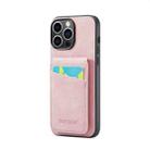 For iPhone 13 Pro Fierre Shann Crazy Horse Card Holder Back Cover PU Phone Case(Pink) - 1