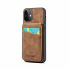 For iPhone 12 / 12 Pro Fierre Shann Crazy Horse Card Holder Back Cover PU Phone Case(Brown) - 1