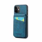 For iPhone 12 / 12 Pro Fierre Shann Crazy Horse Card Holder Back Cover PU Phone Case(Blue) - 1